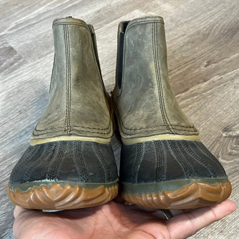 Sorel Out N About Chelsea Waterproof Leather Rubber Duck Boots Brown NL2410-214